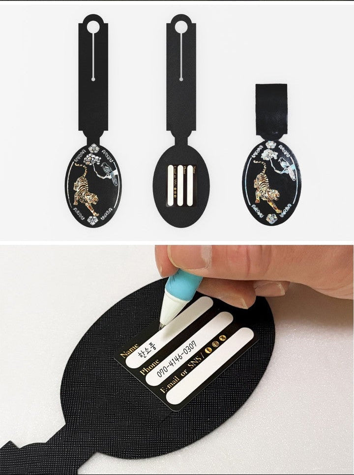 Mother-of-Pearl Tiger Luggage Name Tag