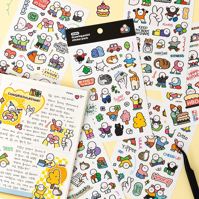Playful Character Drawing Accent Sticker Pack