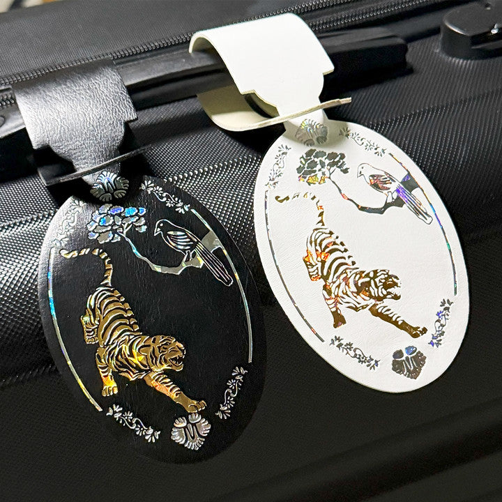 Mother-of-Pearl Tiger Luggage Name Tag